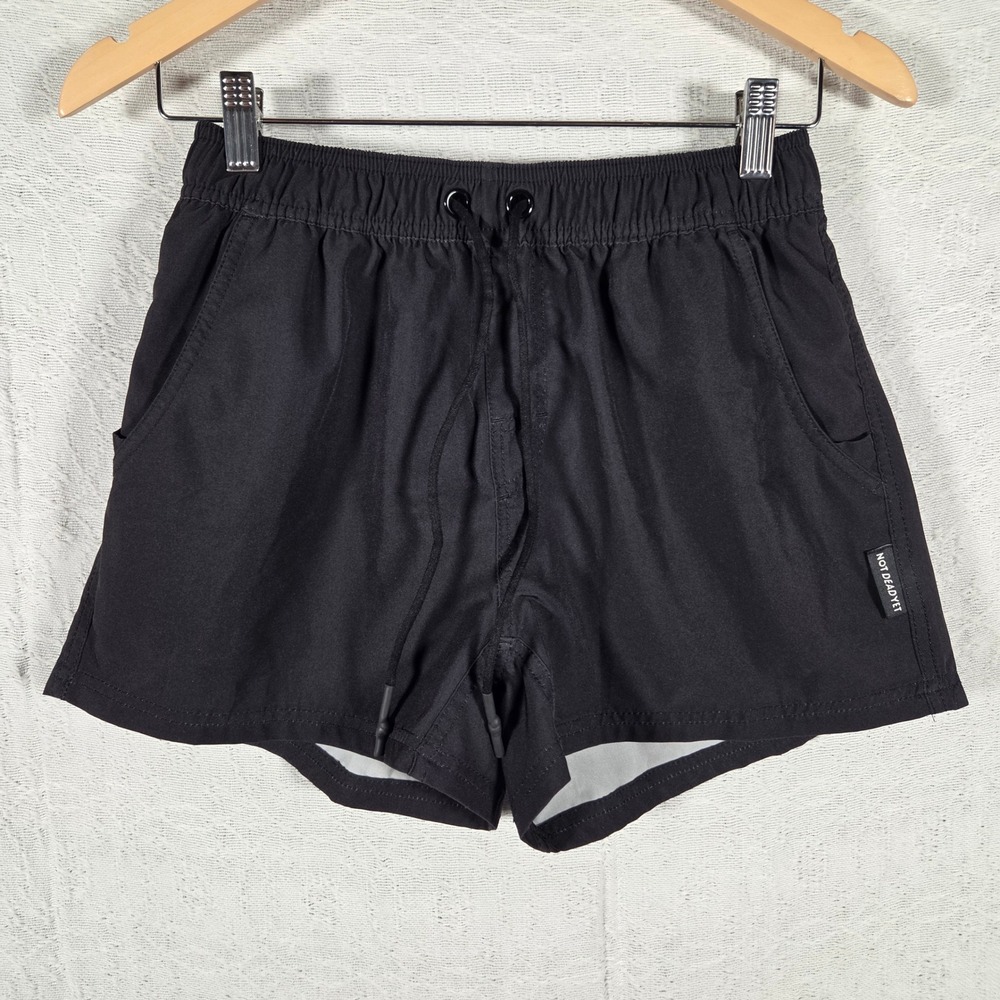 Not Dead Yet NDY Womens Black Athletic Workout Shorts Size S Drawstring Pocket